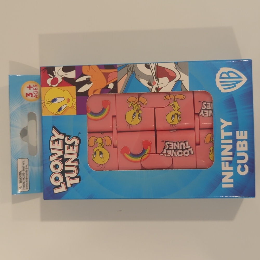 Looney Tunes Pink Infinity Cube Fidget Toy Stress Relief Stocking Stuffer NIB